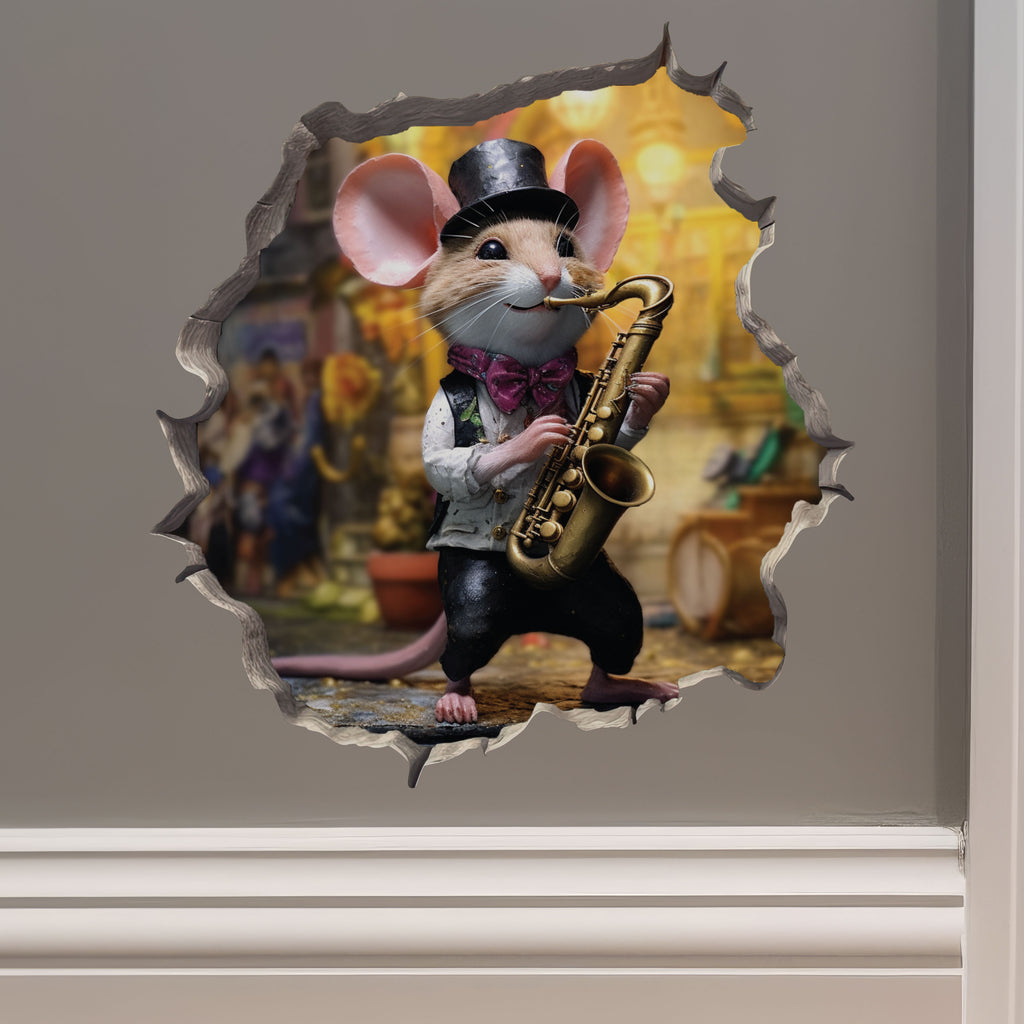 Saxophone Mouse decal on wall