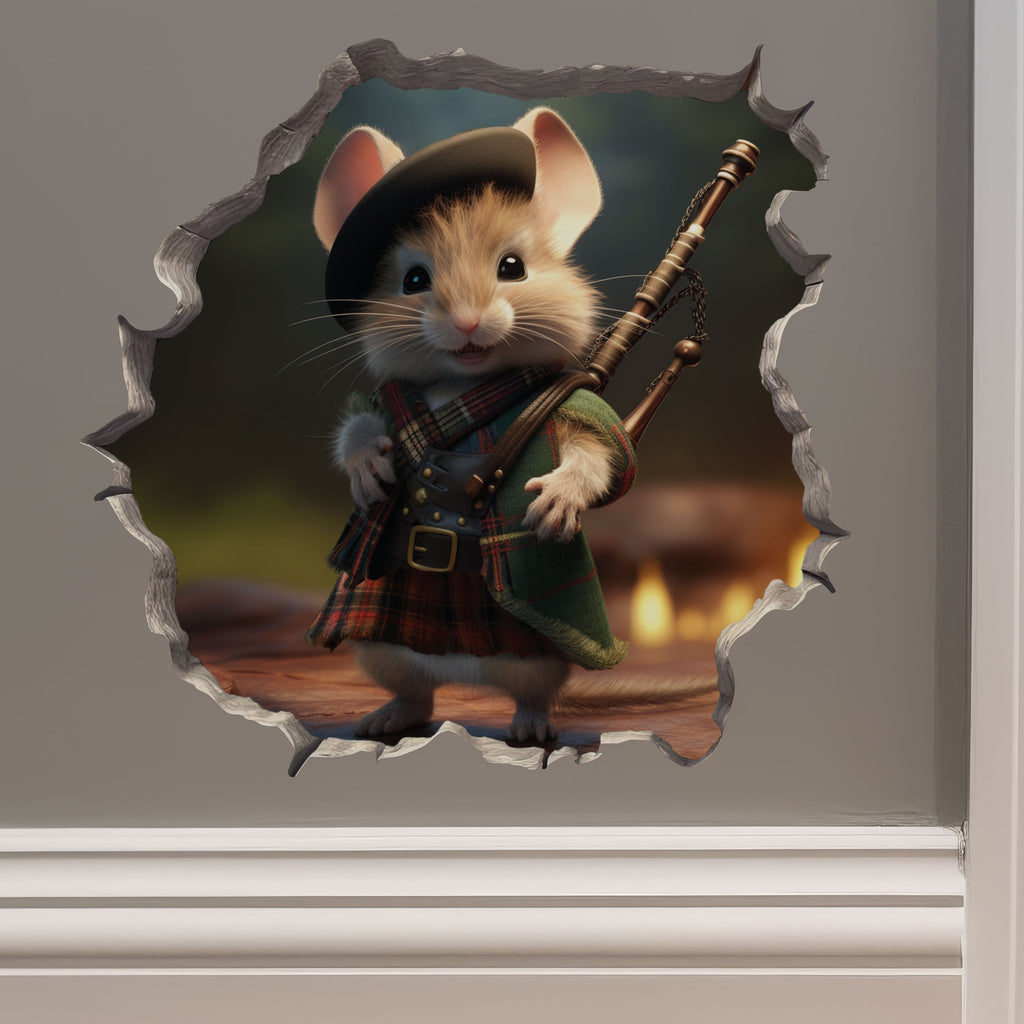 Scottish mouse decal on wall