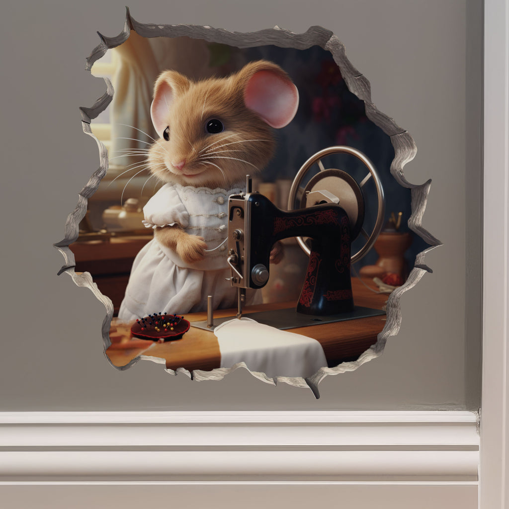 Seamstress mouse decal on wall