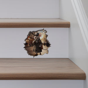 Sherlock Holmes Mouse decal on stairs