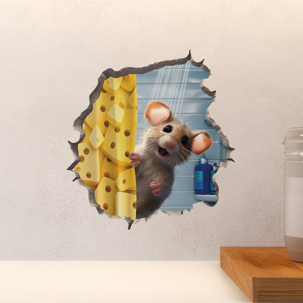 Shower Mouse decal above countertop