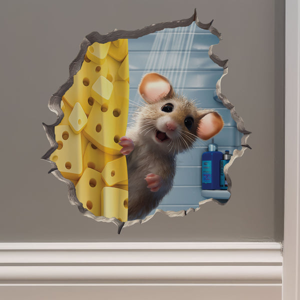 Shower Mouse decal on wall