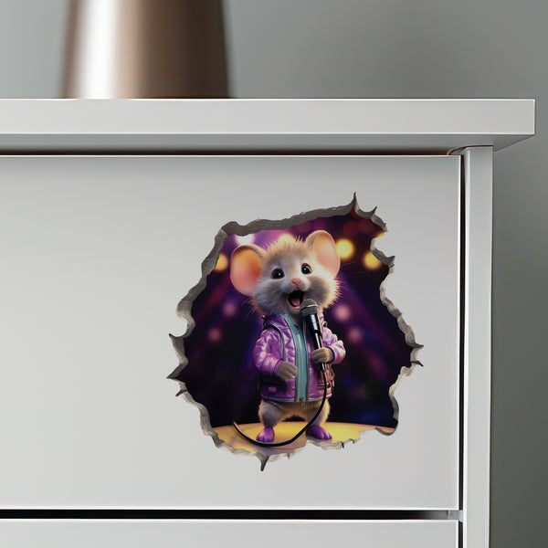 Singer Mouse decal on dresser