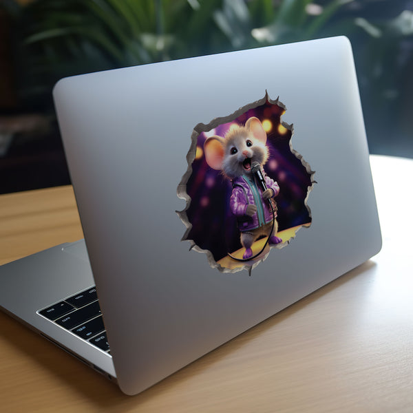 Singing Mouse decal on laptop