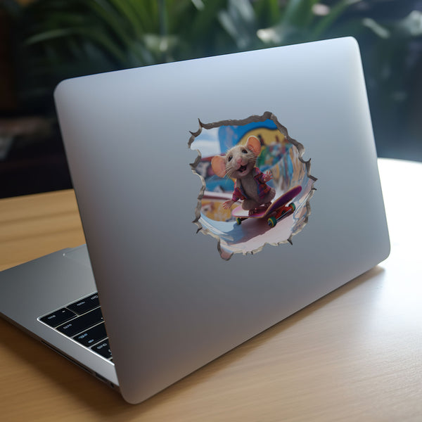 Skateboarding Mouse decal on laptop