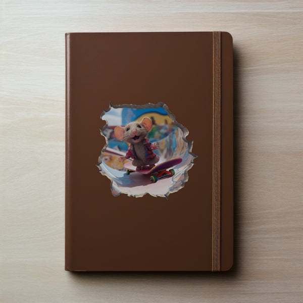 Skateboarding Mouse decal on notebook