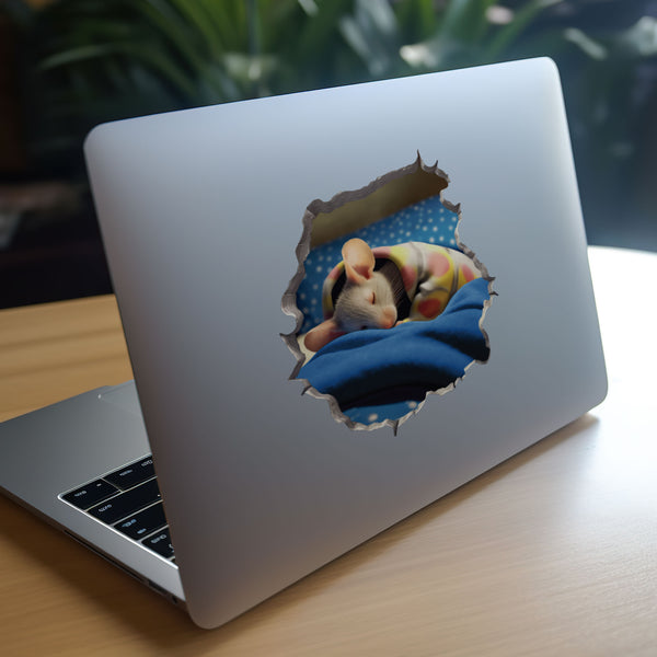 Sleeping Mouse decal on laptop