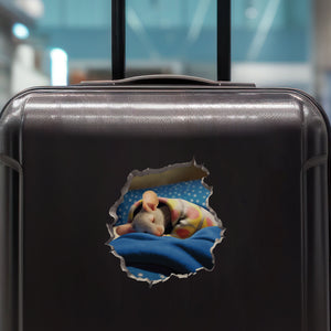 Sleeping Mouse decal on luggage