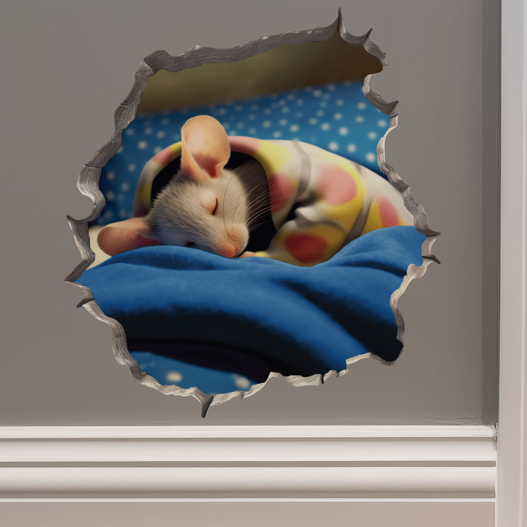 Sleeping Mouse decal on wall