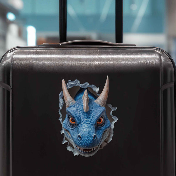 Smiling Blue Dragon Hole Decal - My Wonderful Walls