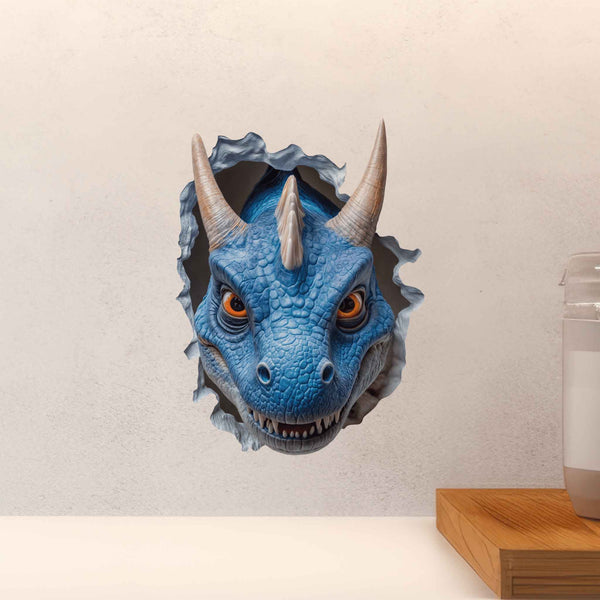 Smiling Blue Dragon Hole Decal - My Wonderful Walls