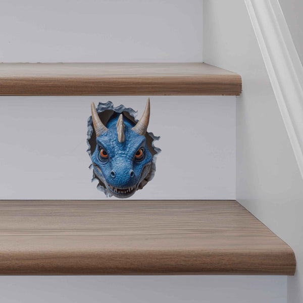Smiling Blue Dragon Hole Decal - My Wonderful Walls
