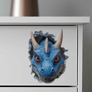 Smiling Blue Dragon Hole Decal - My Wonderful Walls