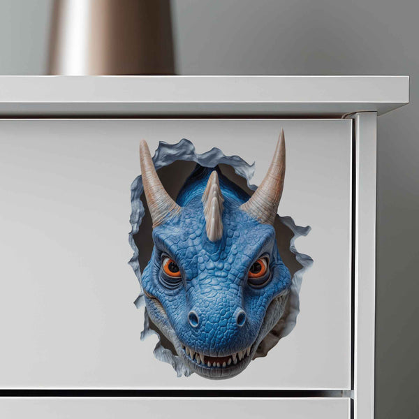 Smiling Blue Dragon Hole Decal - My Wonderful Walls