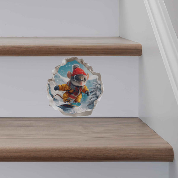 Snowboarding Mouse Hole Decal - My Wonderful Walls