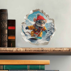 Snowboarding Mouse Hole Decal - My Wonderful Walls