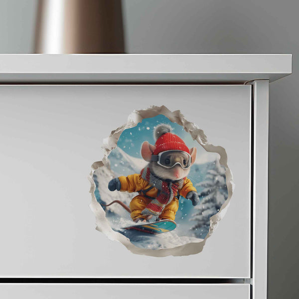 Snowboarding Mouse Hole Decal - My Wonderful Walls