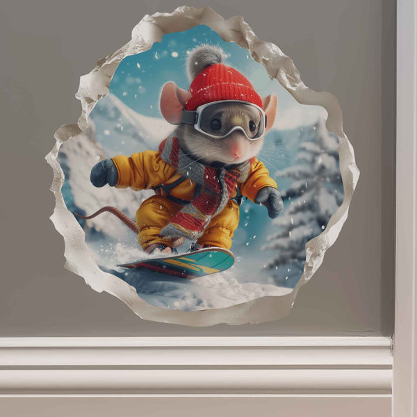 Snowboarding Mouse Hole Decal - My Wonderful Walls