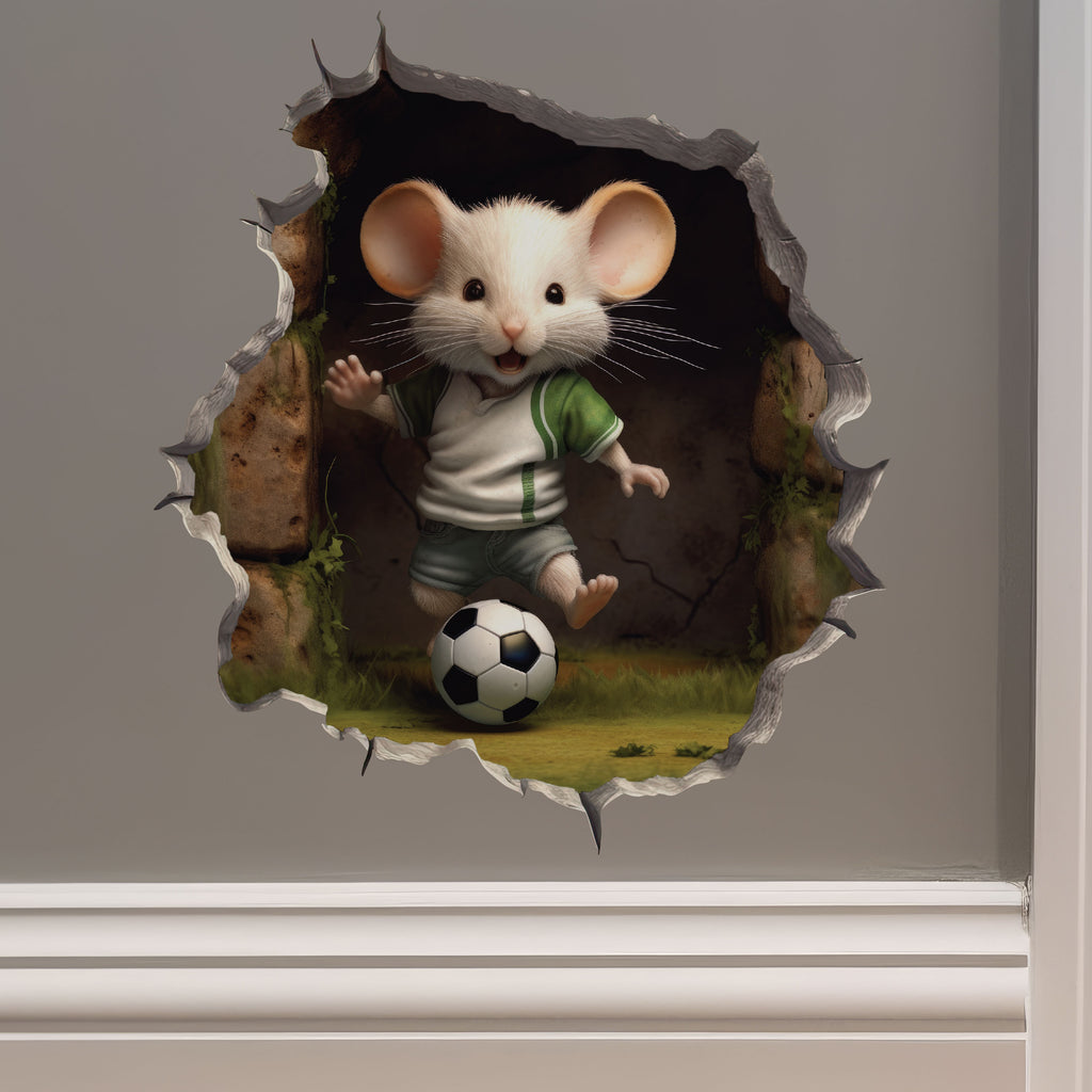 Soccer mouse decal on wall