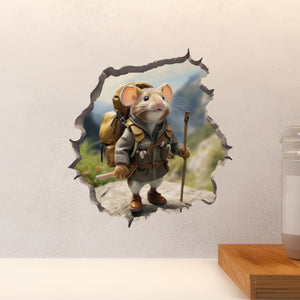 Spring Hiker Notebook decal above countertop
