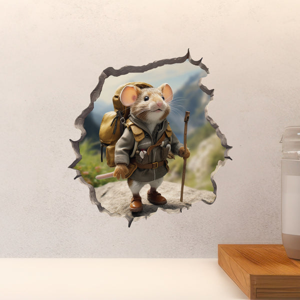 Spring Hiker Notebook decal above countertop
