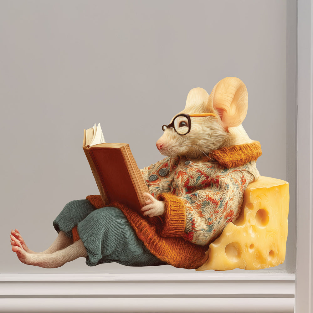 Reading Mouse Sticker