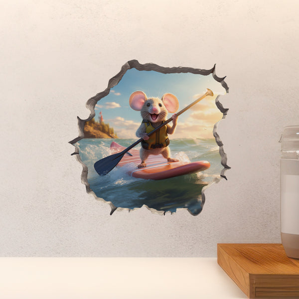 Stand-Up Paddleboard Mouse decal above countertop