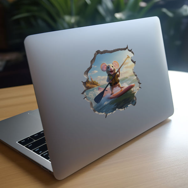 Stand-Up Paddleboard Mouse decal on laptop