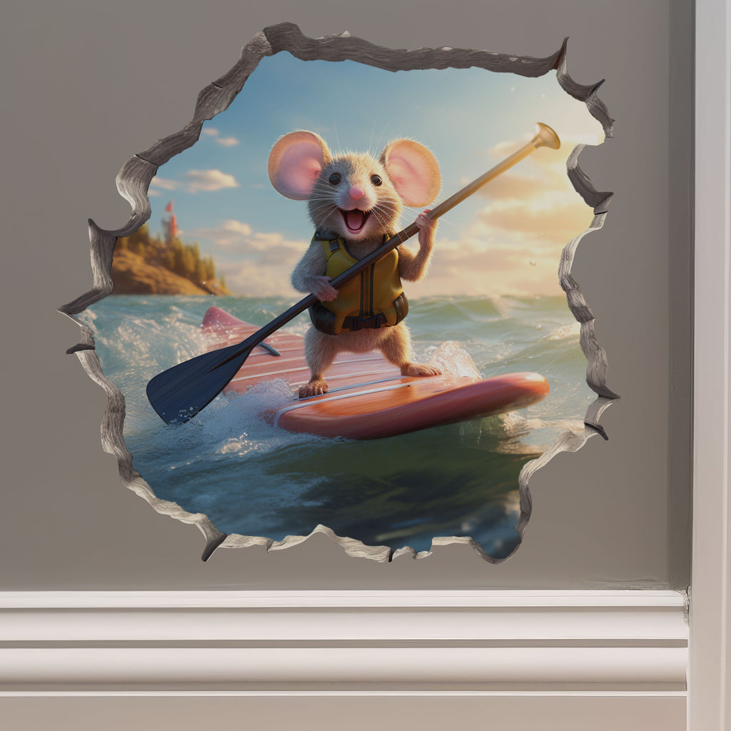 Stand-Up Paddleboard Mouse decal on wall
