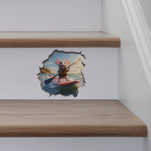 Stand-Up Paddleboard Mouse decal on stairs