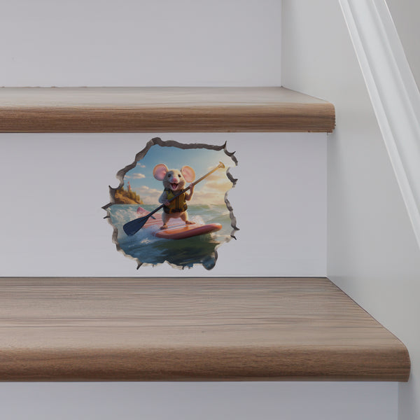 Stand-Up Paddleboard Mouse decal on stairs