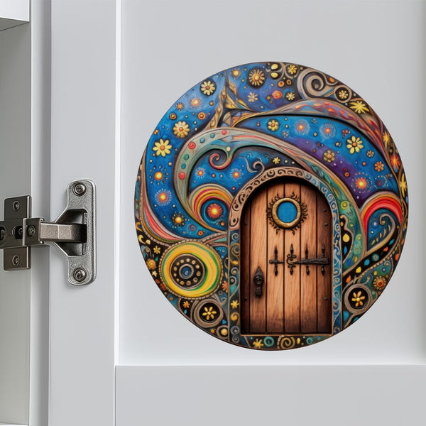 Starry Night Swirl Fairy Door Decal - My Wonderful Walls