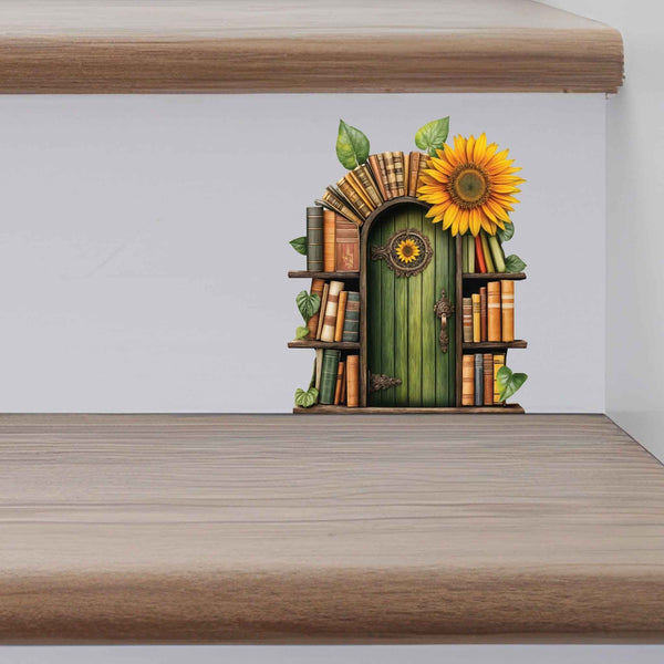 Sunflower Bookshelf Fairy Door Decal - My Wonderful Walls