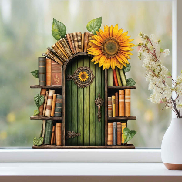 Sunflower Bookshelf Fairy Door Decal - My Wonderful Walls