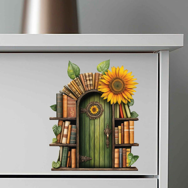 Sunflower Bookshelf Fairy Door Decal - My Wonderful Walls