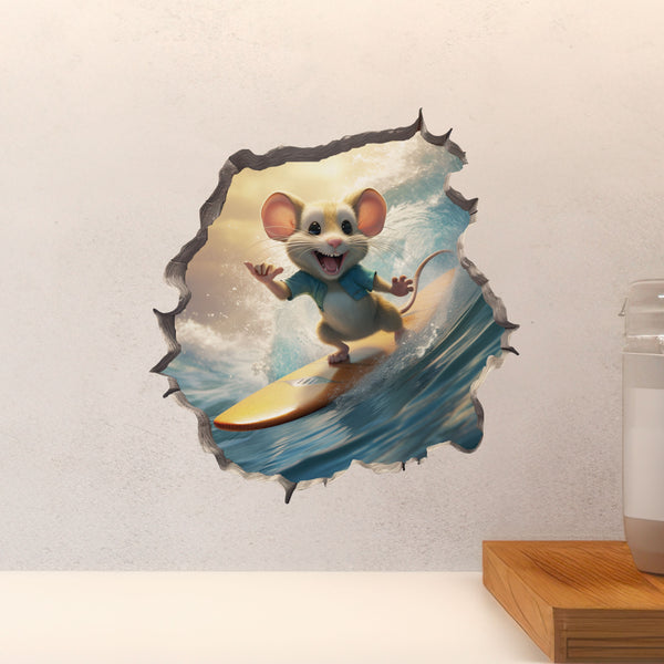 Surfer Mouse decal above countertop