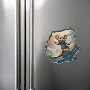 Surfer Mouse decal on refrigerator
