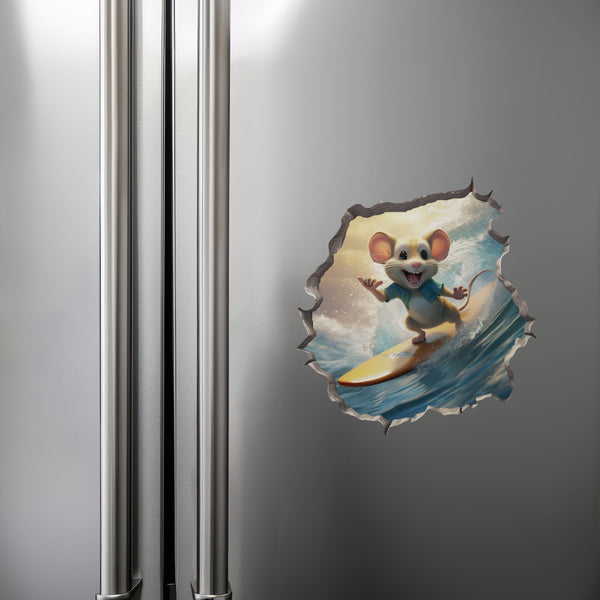 Surfer Mouse decal on refrigerator