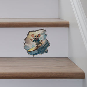 Surfer Mouse decal on stairs