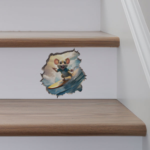 Surfer Mouse decal on stairs