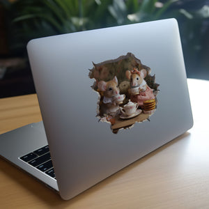 Tea Time Mice decal on laptop