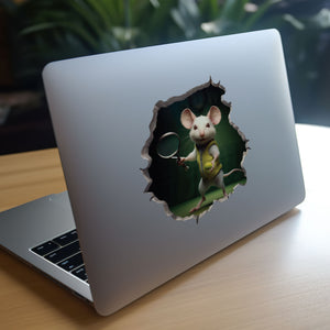 Tennis mouse decal on laptop
