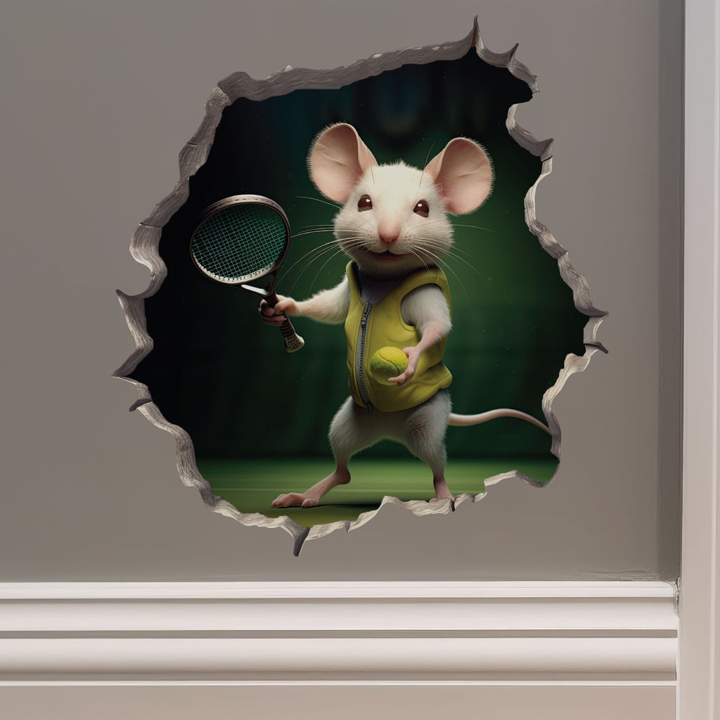 Tennis mouse decal on wall