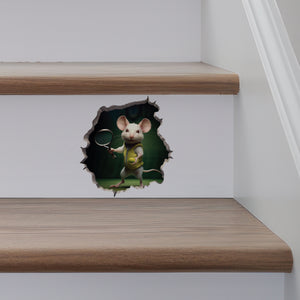 Tennis Mouse decal on stairs