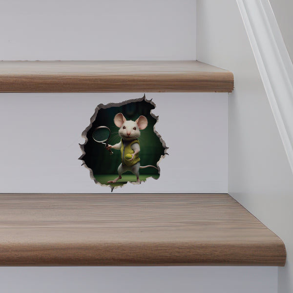 Tennis Mouse decal on stairs