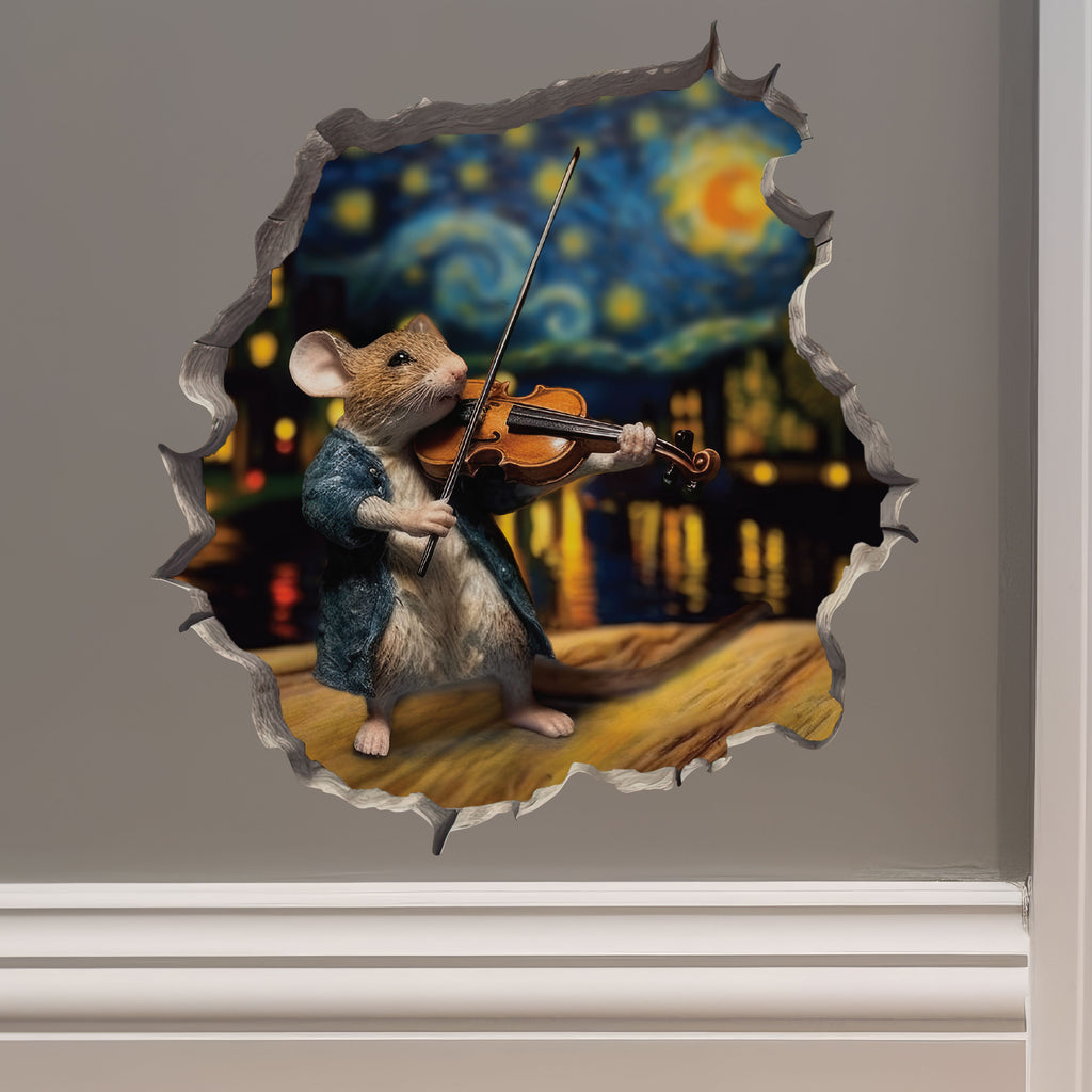 The Starry Night Violin Mouse decal on wall