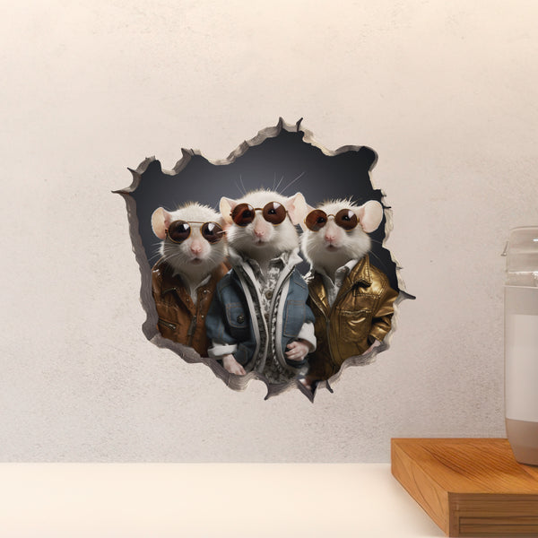 Three Blind Mice decal above countertop