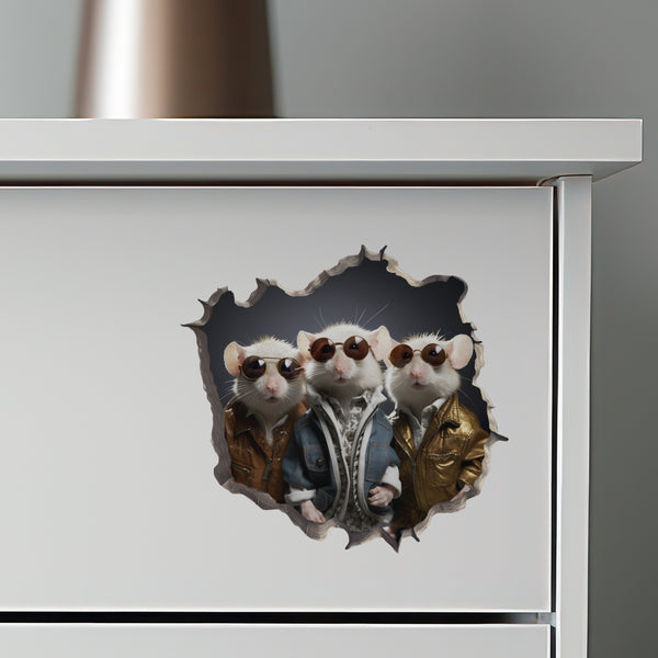 Three Blind Mice decal on dresser