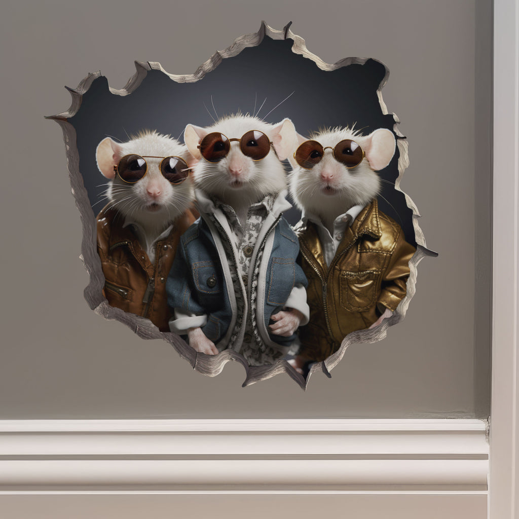 Three blind mice decal on wall