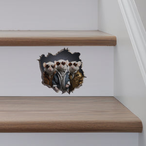 Three Blind Mice decal on stairs